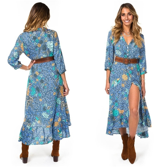 FLASH SALE Arnhem sinta midi dress boho gown marine M 10 blue - Picture 2 of 8